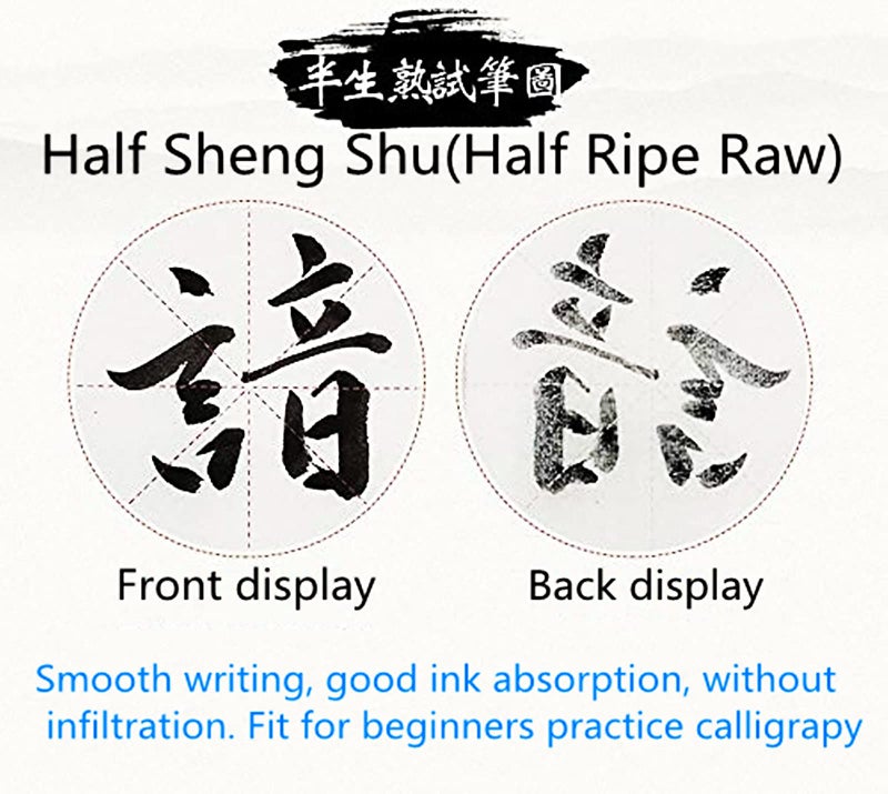 MEGREZ Chinese Calligraphy Xuan Paper Brush Writing Sumi Paper XuanPaper Rice Paper with Grids for Students, Beginners Practice Kanji Japanese Calligraphy, 100 Sheets/Pack, 10cm/Grid - Image 3